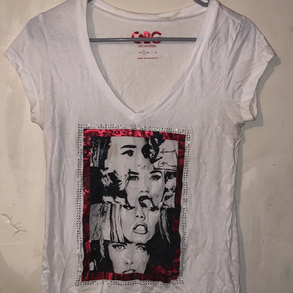 Graphic White photo collage shirt .